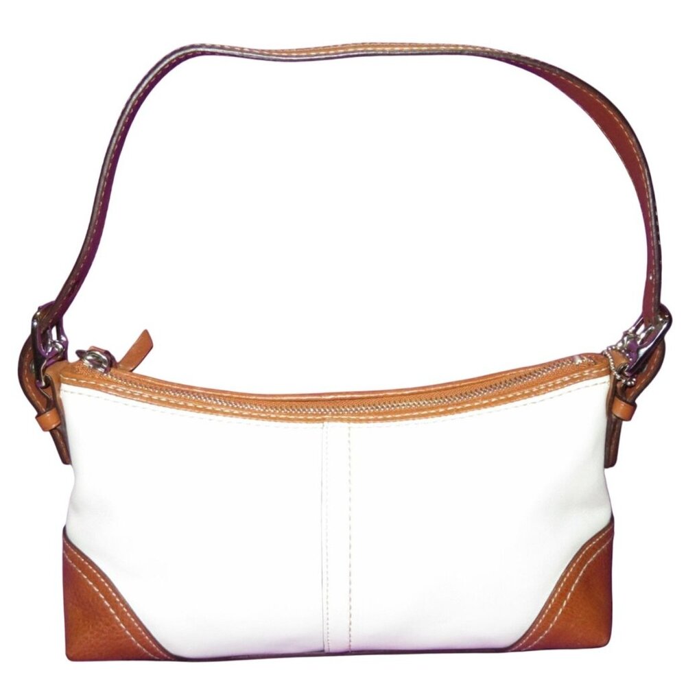 Coach 2007 Hamptons Cream & Tan Leather Demi Bag Baguette - Picture 3 of 13